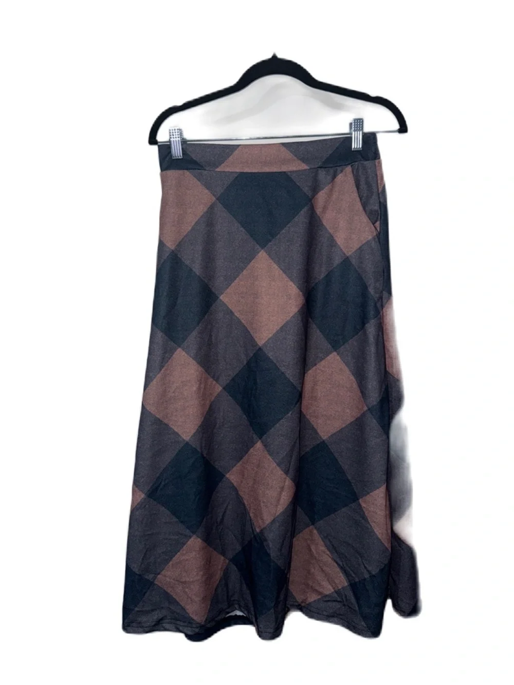 Classic Black, gray & Brown Plaid A-Line Skirt XL
